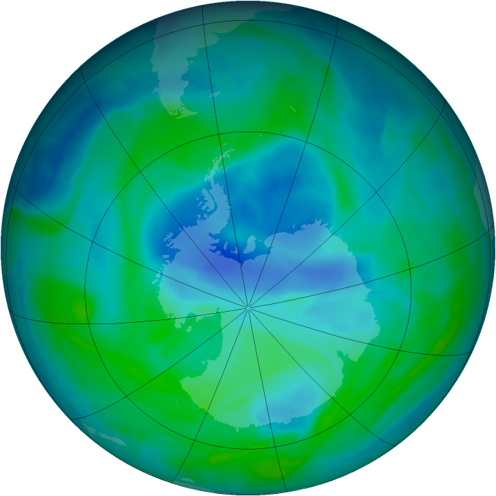 Antarctic ozone map for 26 December 2008